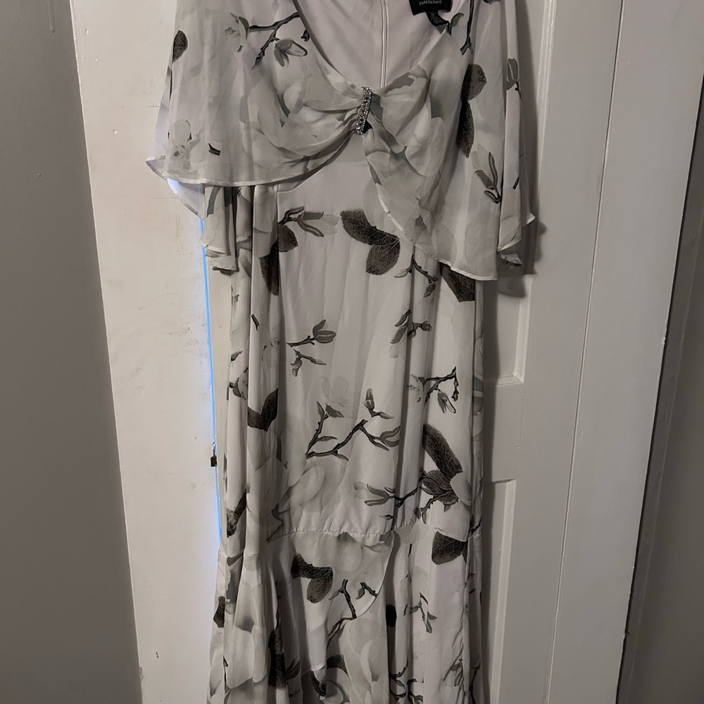 Elegant White and Black Floral Dress